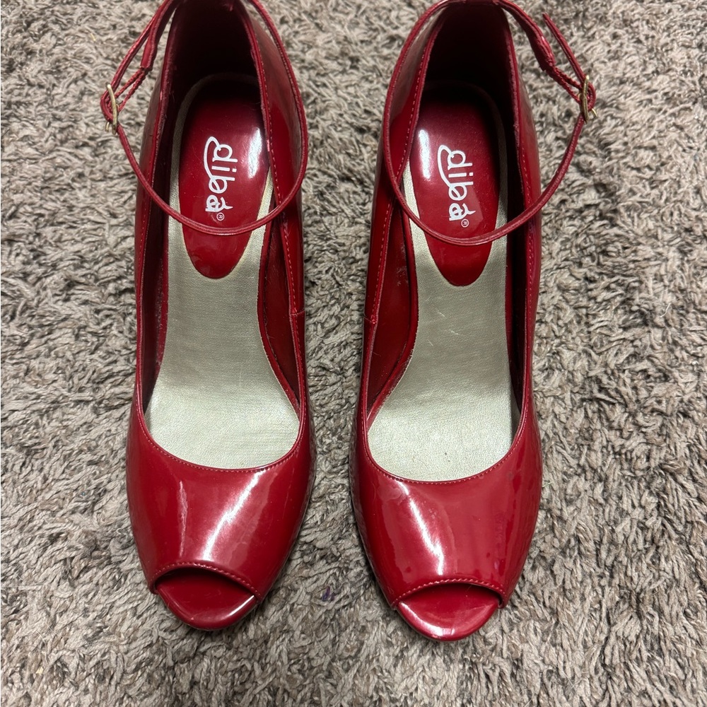 Diba Cherry Red Peep Toe Heels